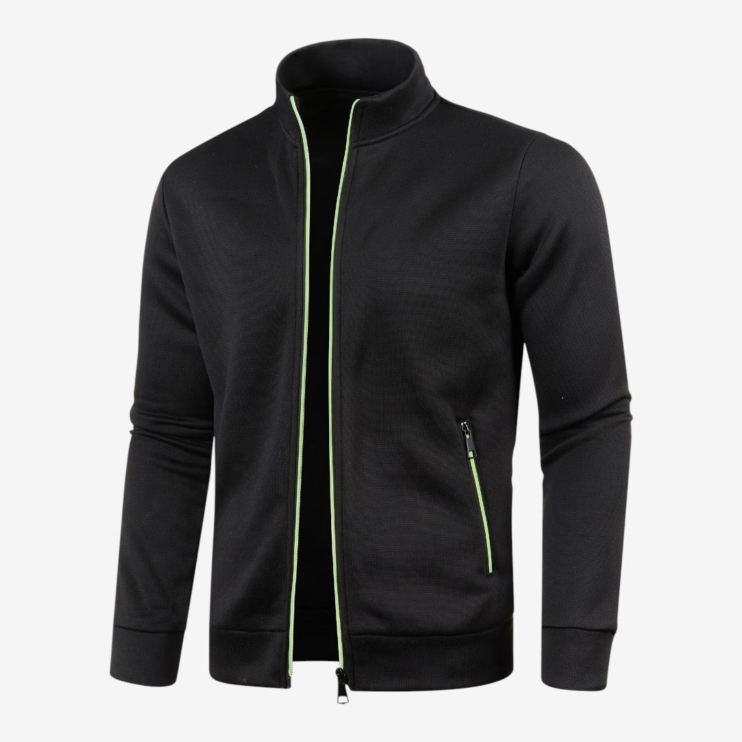 Men's Knit Zip Jacket High Neck Slim Fit with Zip Pockets Casual Wear