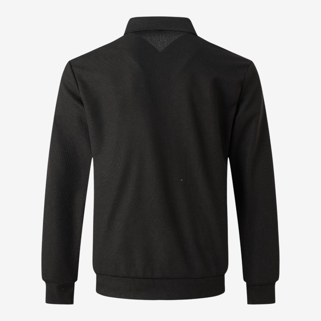 Men's Waffle Jacket Full Zip Collared Casual Everyday Layering