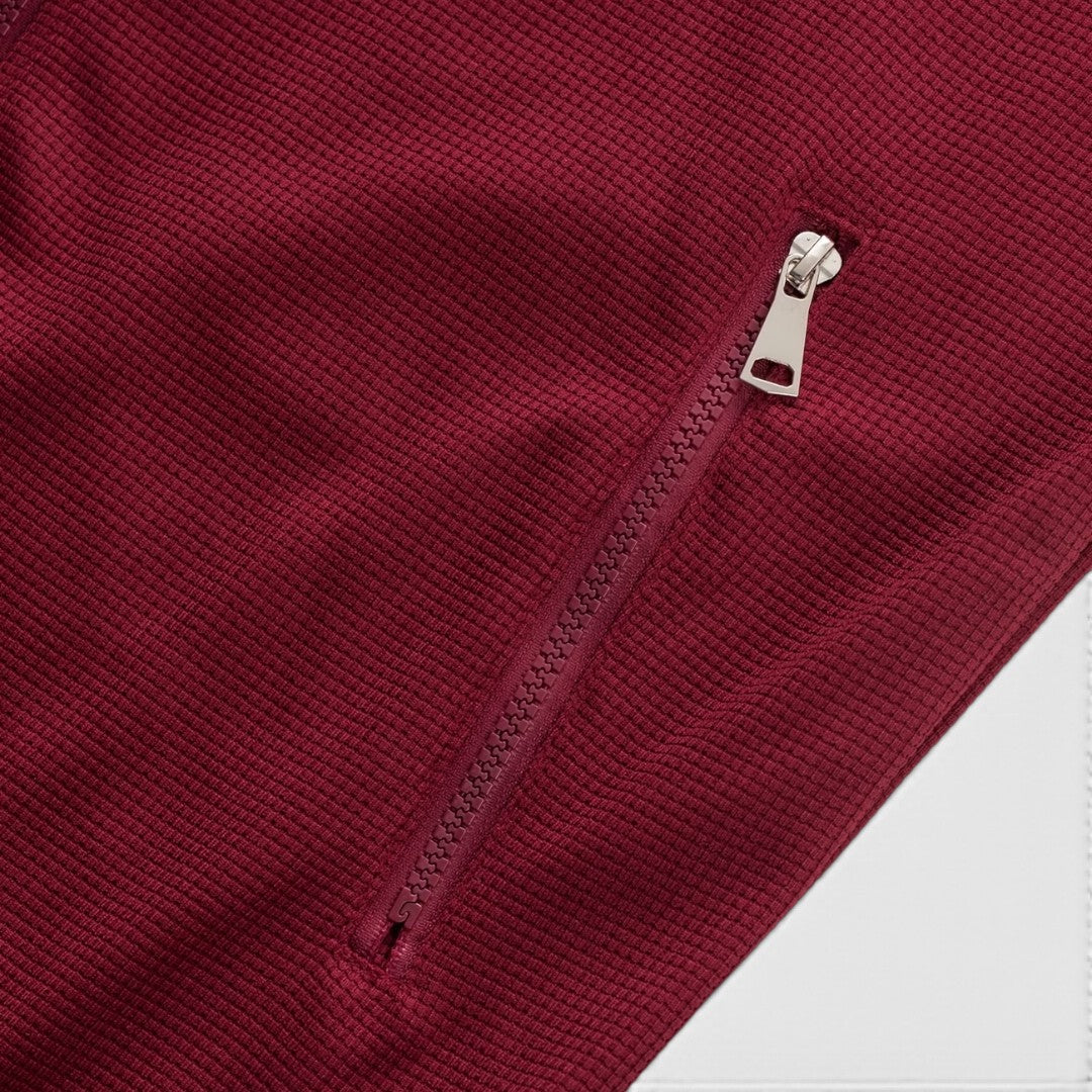 Men's Waffle Jacket Full Zip Collared Casual Everyday Layering