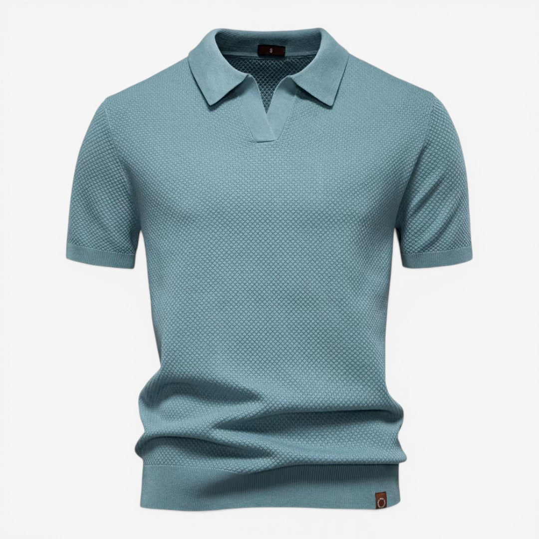 Men's Short Sleeve Knit Polo Shirt Casual Summer Relaxed Fit Everyday Wear