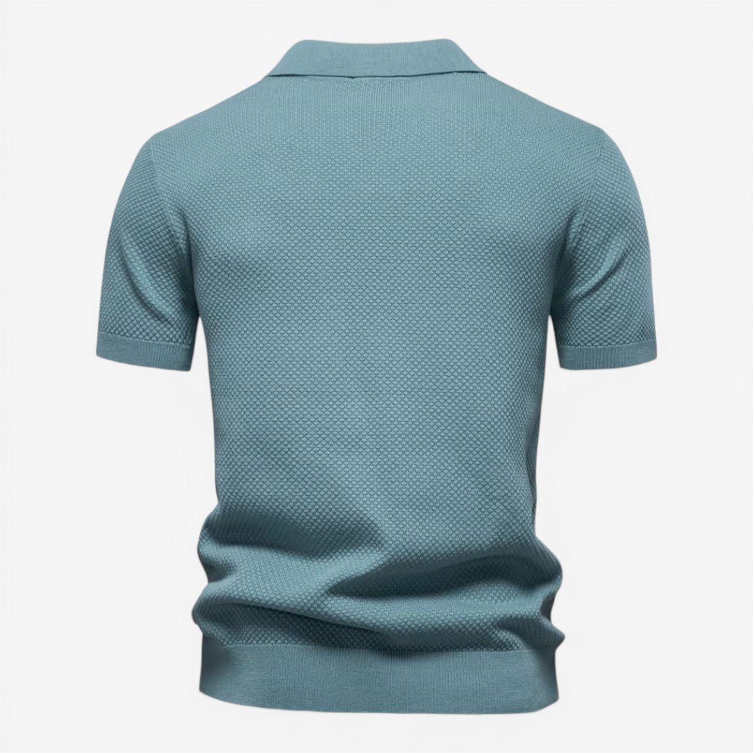 Men's Short Sleeve Knit Polo Shirt Casual Summer Relaxed Fit Everyday Wear