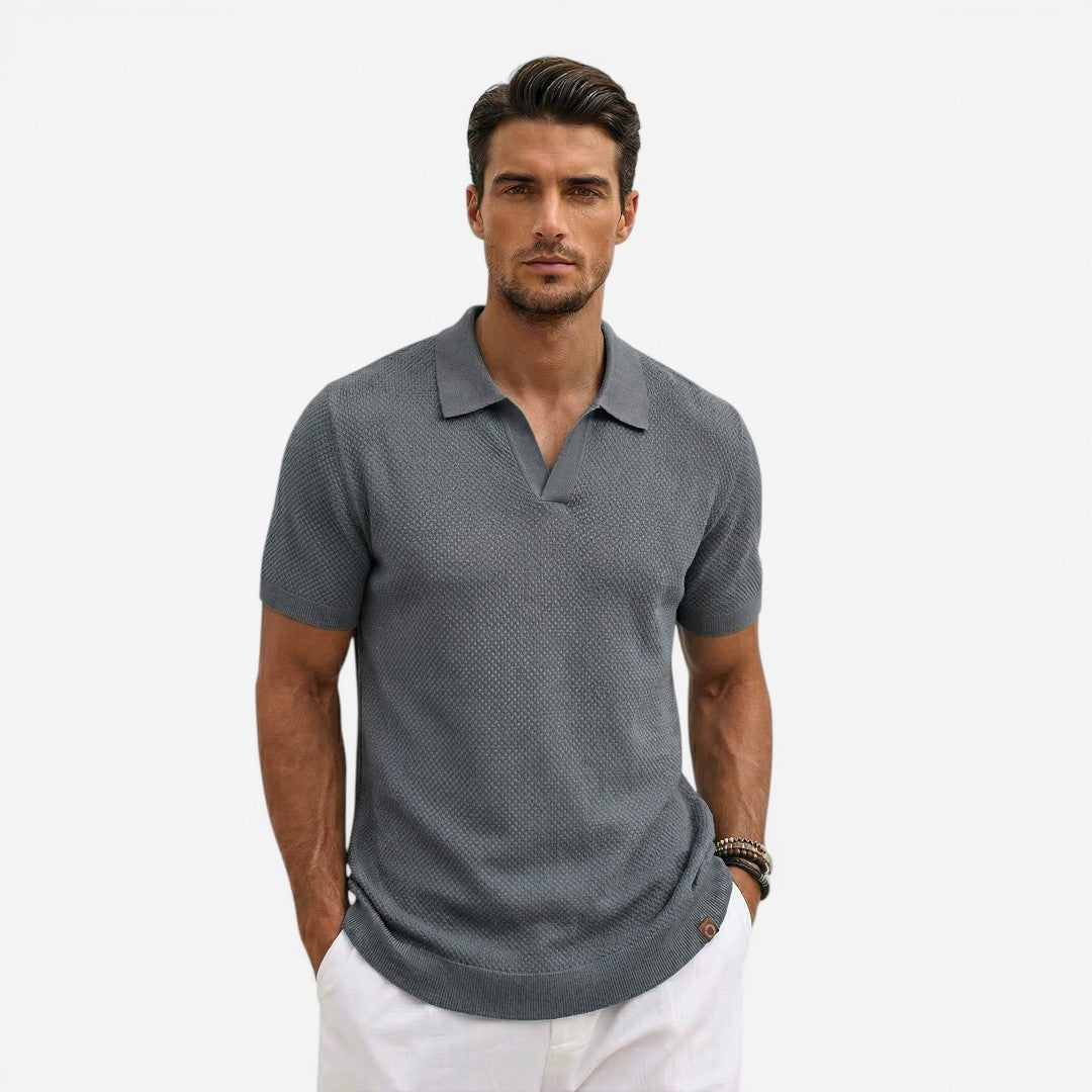 Men's Short Sleeve Knit Polo Shirt Casual Summer Relaxed Fit Everyday Wear