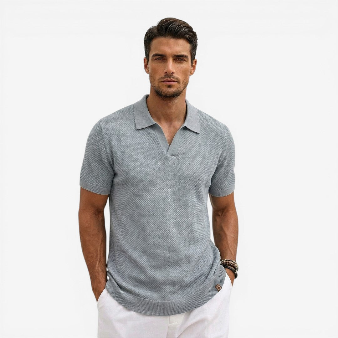 Men's Short Sleeve Knit Polo Shirt Casual Summer Relaxed Fit Everyday Wear