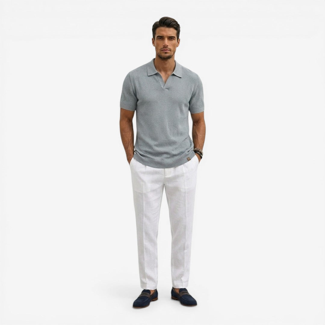Men's Short Sleeve Knit Polo Shirt Casual Summer Relaxed Fit Everyday Wear