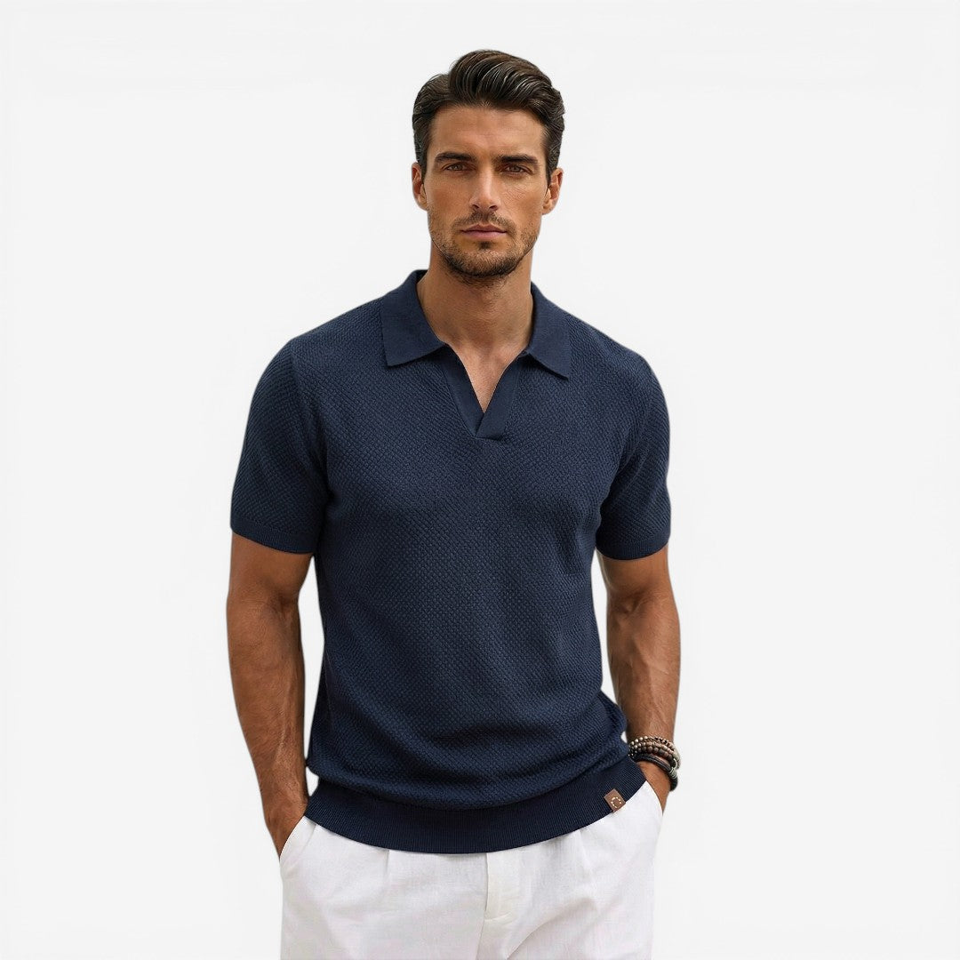 Men's Short Sleeve Knit Polo Shirt Casual Summer Relaxed Fit Everyday Wear