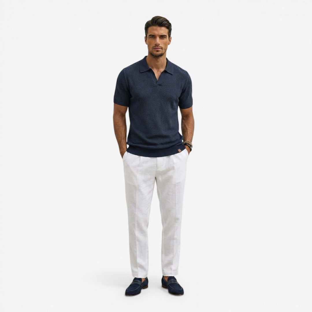 Men's Short Sleeve Knit Polo Shirt Casual Summer Relaxed Fit Everyday Wear