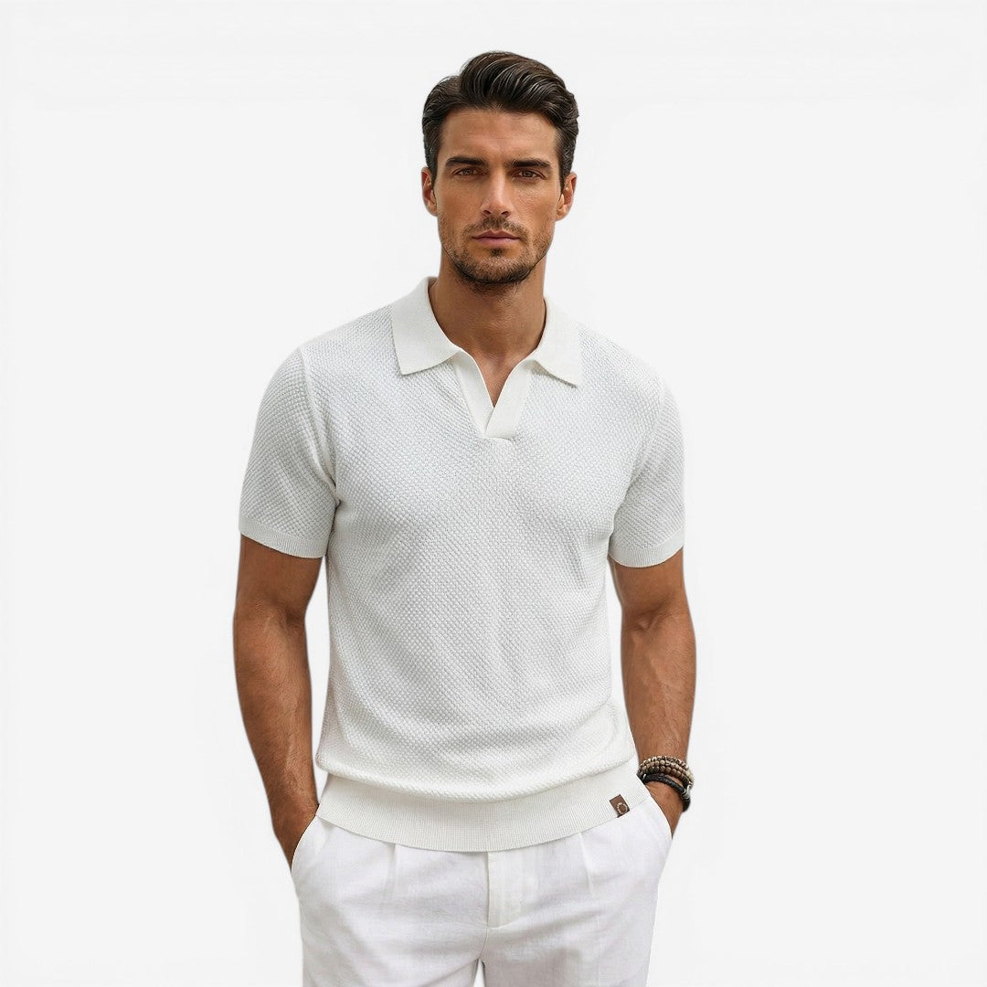 Men's Short Sleeve Knit Polo Shirt Casual Summer Relaxed Fit Everyday Wear
