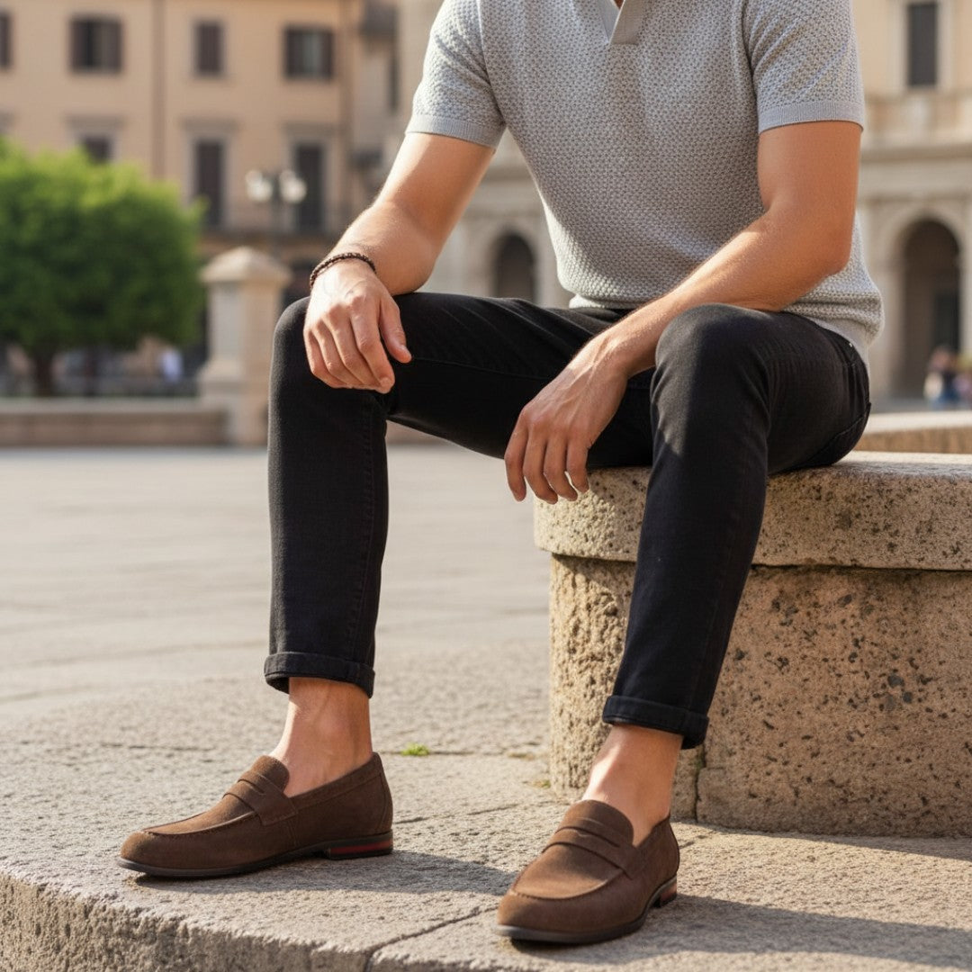 Men's Suede Loafers Slip-On Stylish Casual Shoes for Weddings