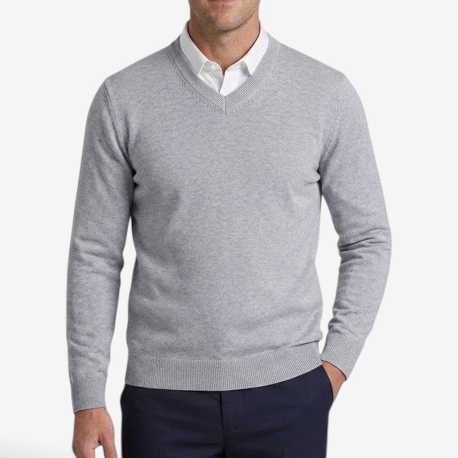 Men's Thick V-Neck Knit Jumper Warm Casual Layered Winter Essential