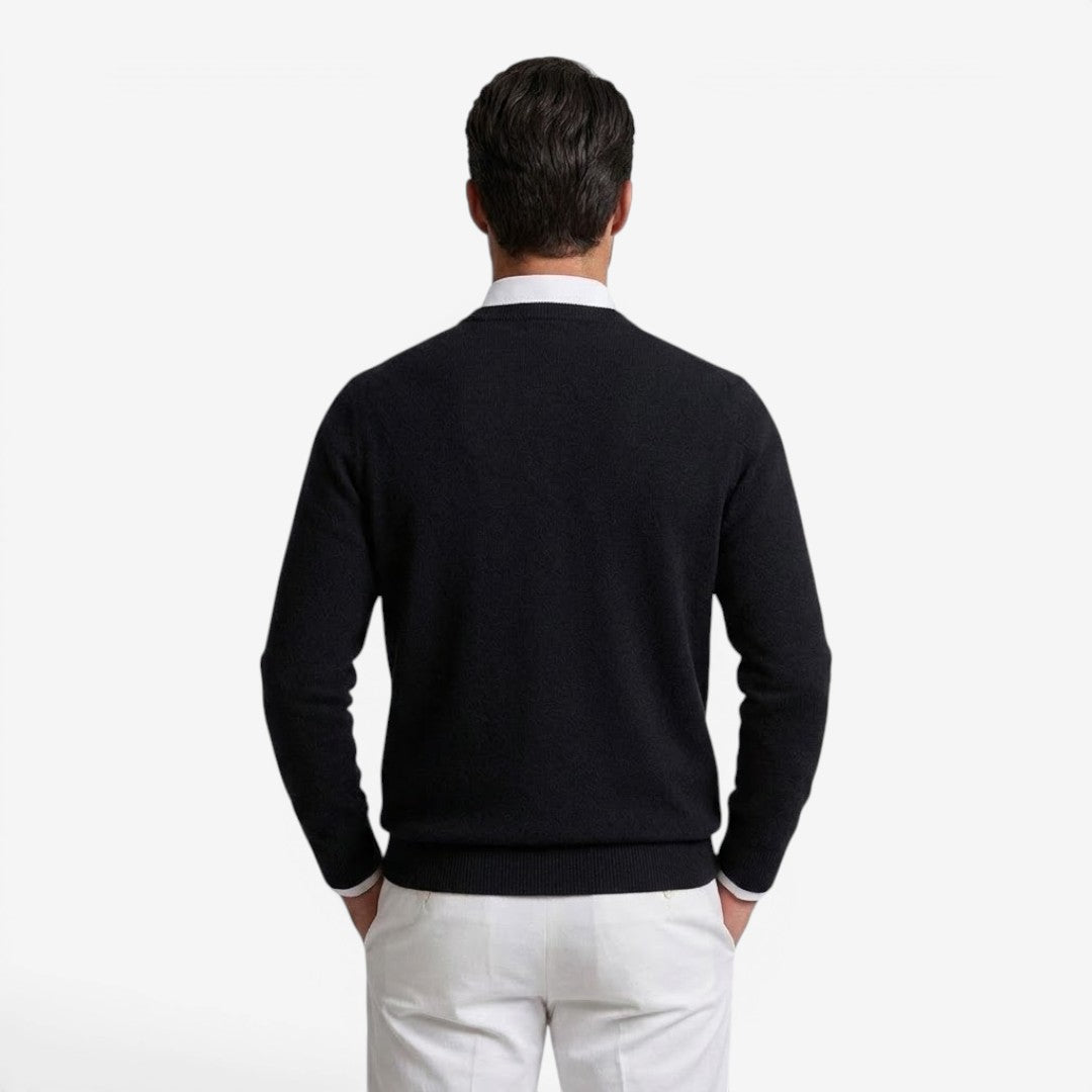 Men's V-Neck Knit Jumper Slim Fit Long Sleeve Smart Casual Everyday Wear
