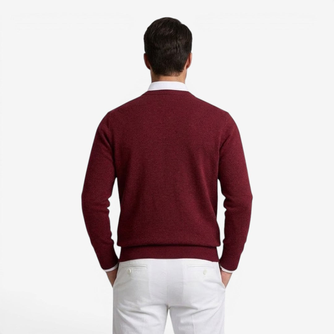 Men's V-Neck Knit Jumper Slim Fit Long Sleeve Smart Casual Everyday Wear