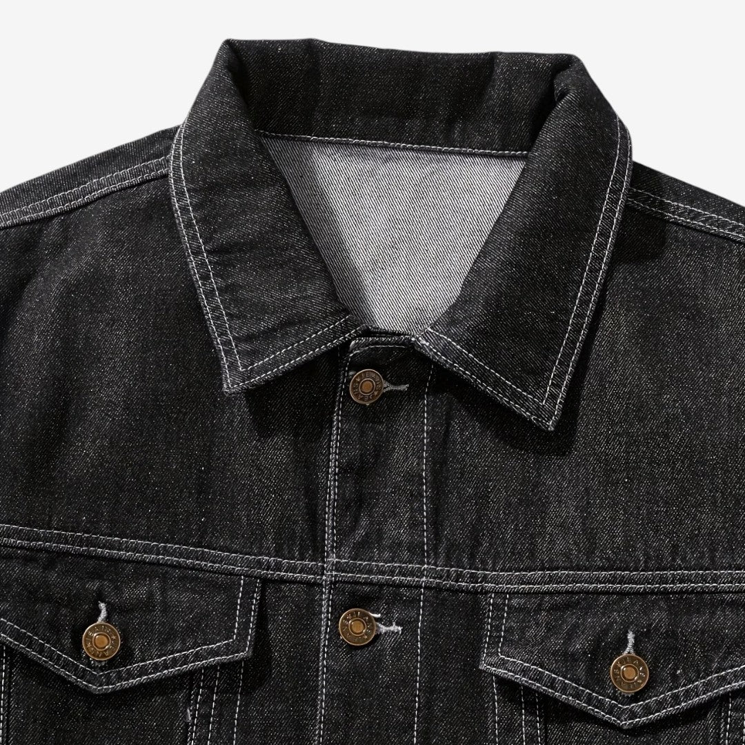 Men's Vintage Slim Fit Denim Jacket Classic Lapel Casual Everyday Wear