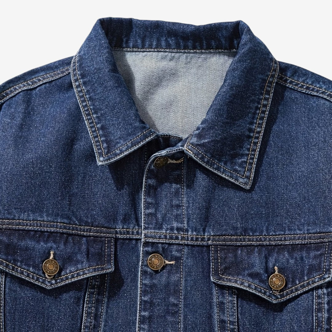 Men's Vintage Slim Fit Denim Jacket Classic Lapel Casual Everyday Wear