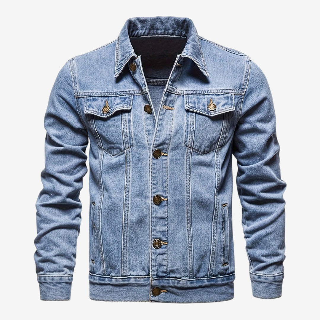 Men's Vintage Slim Fit Denim Jacket Classic Lapel Casual Everyday Wear