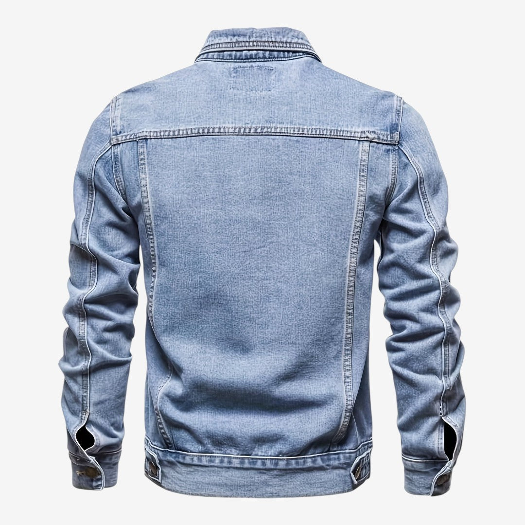 Men's Vintage Slim Fit Denim Jacket Classic Lapel Casual Everyday Wear