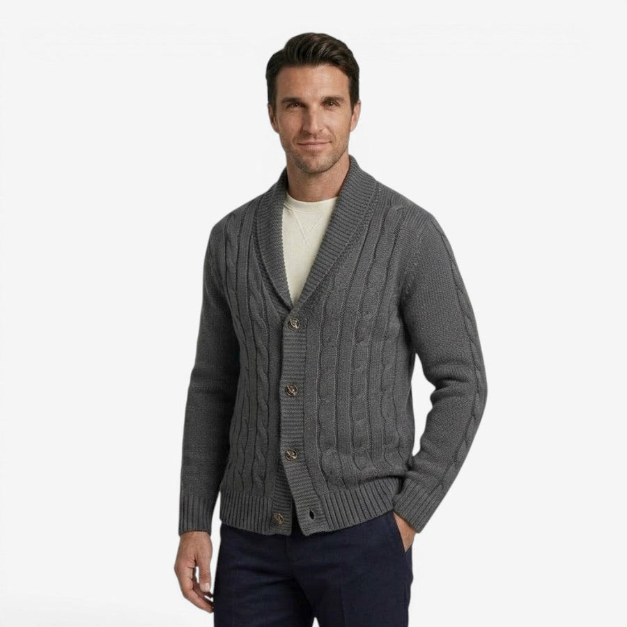 Men's Cable Knit Cardigan Long Sleeve Open Front Cozy Autumn Winter