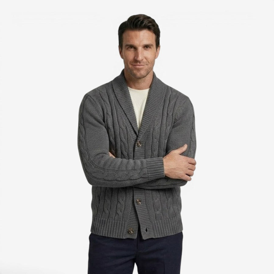 Men's Cable Knit Cardigan Long Sleeve Open Front Cozy Autumn Winter