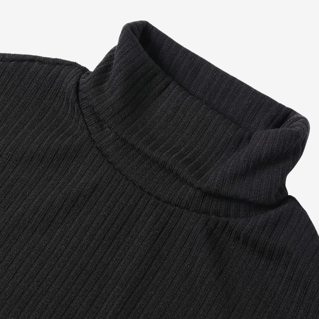 Men's Slim Fit Ribbed Knit Roll-Neck Jumper Warm Casual Layering
