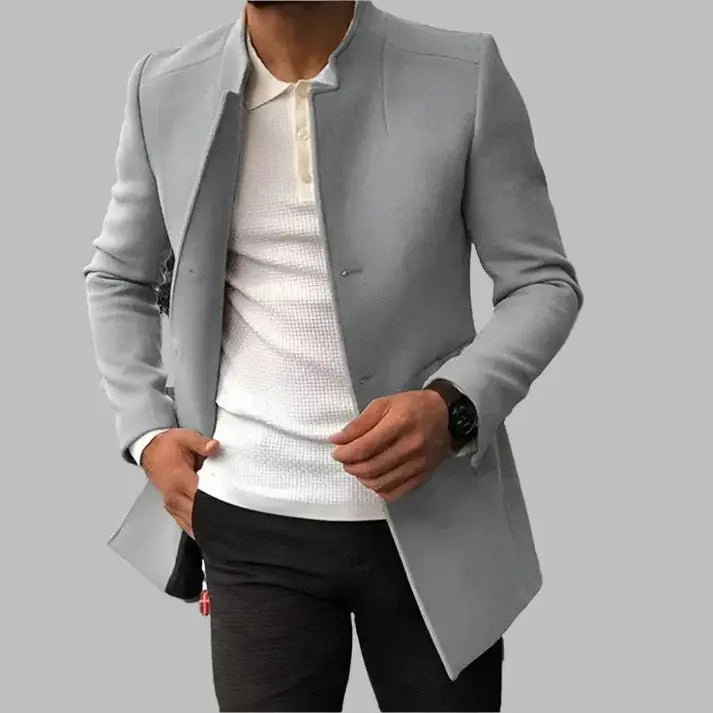 Men's Elegant Overcoat Tailored Fit Double-Breasted Classic Style Formal