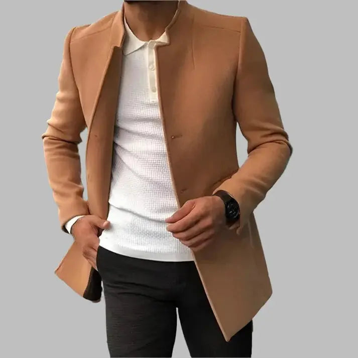 Men's Elegant Overcoat Tailored Fit Double-Breasted Classic Style Formal