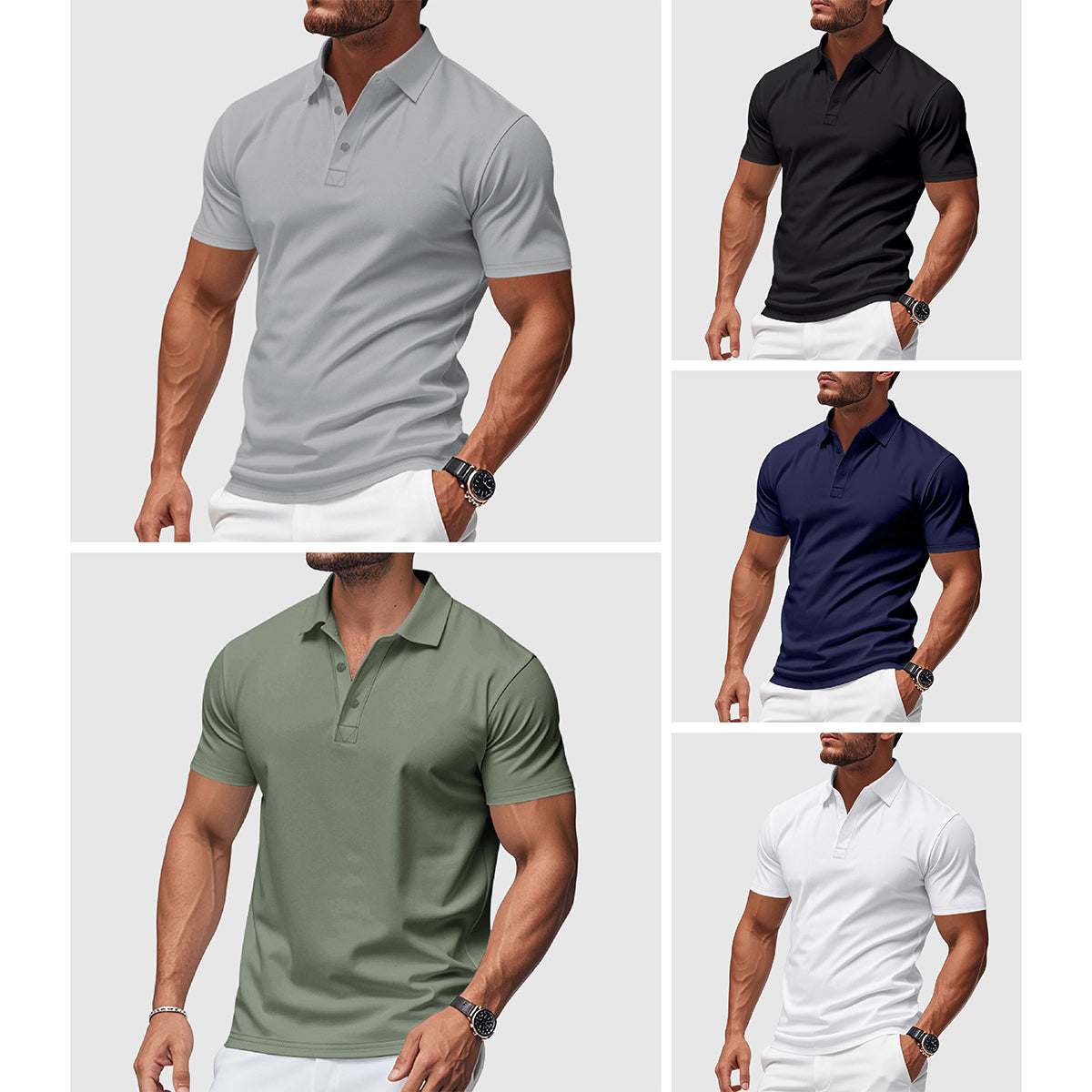 Men's Polo Shirt Classic Short-Sleeve Collared Regular Fit Casual Smart-Casual Everyday Golf Sport Versatile Grover