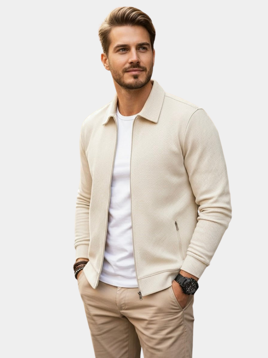 Men's Textured Zip Vest Casual Fit Layered Style Versatile Everyday Wear