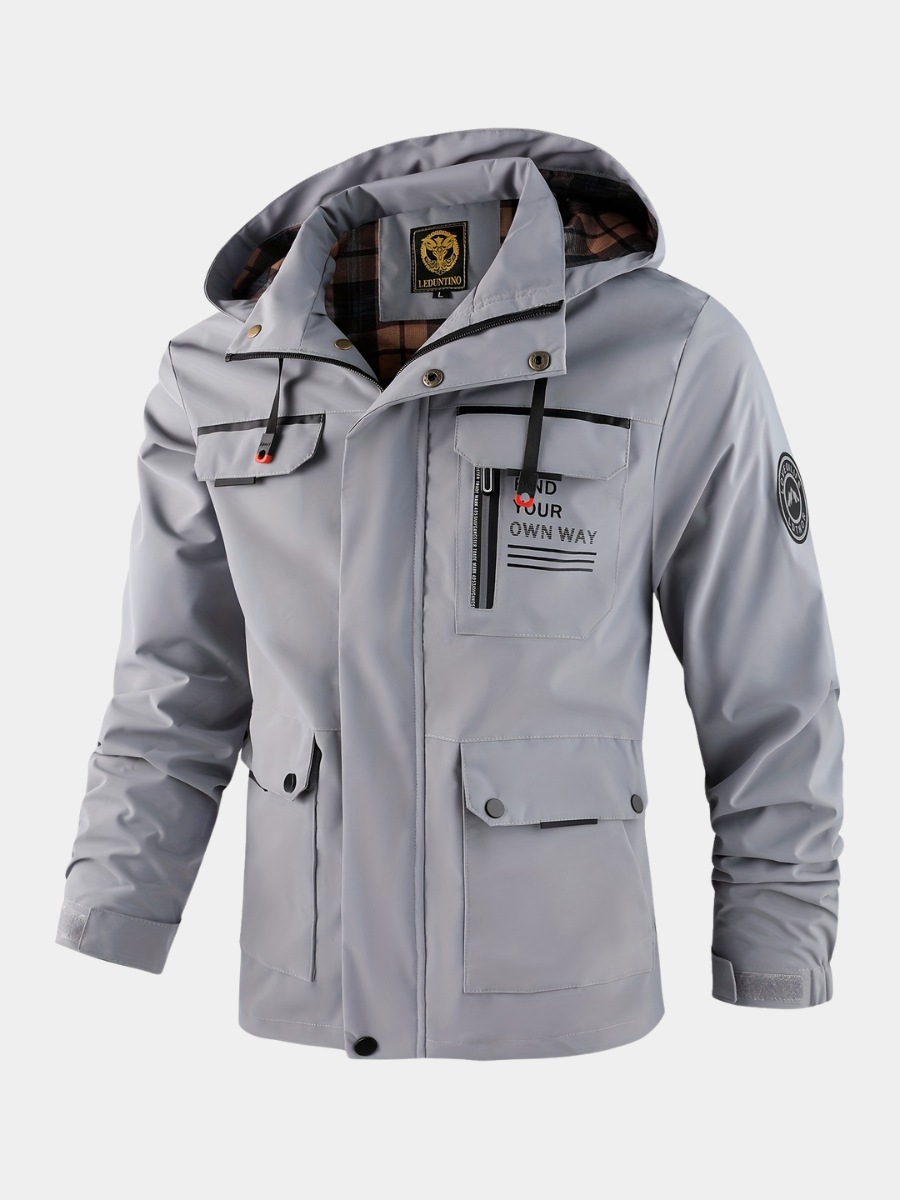 Men's Flared Hooded Jacket Casual Fit Long Sleeve Zippered Outdoor Wear