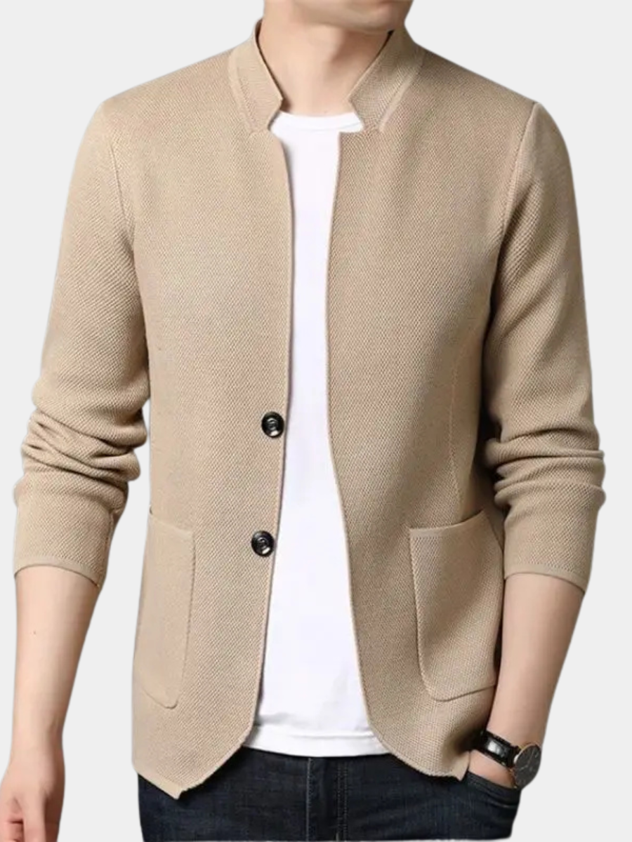 Men's Knit Cardigan Stand Collar Long Sleeve Casual Layering Everyday
