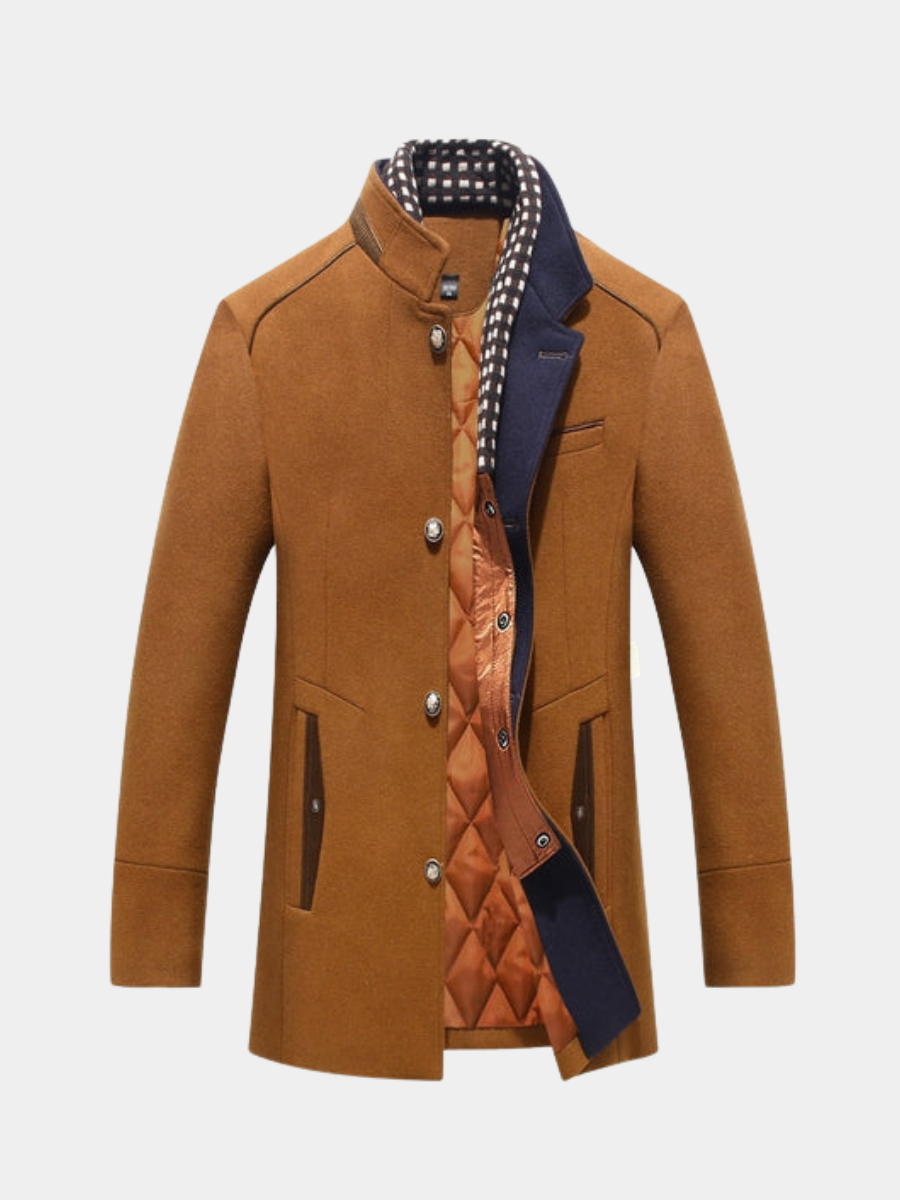 Men's Removable Collar Coat Tailored Fit Long Sleeve Button-Up Stylish Casual