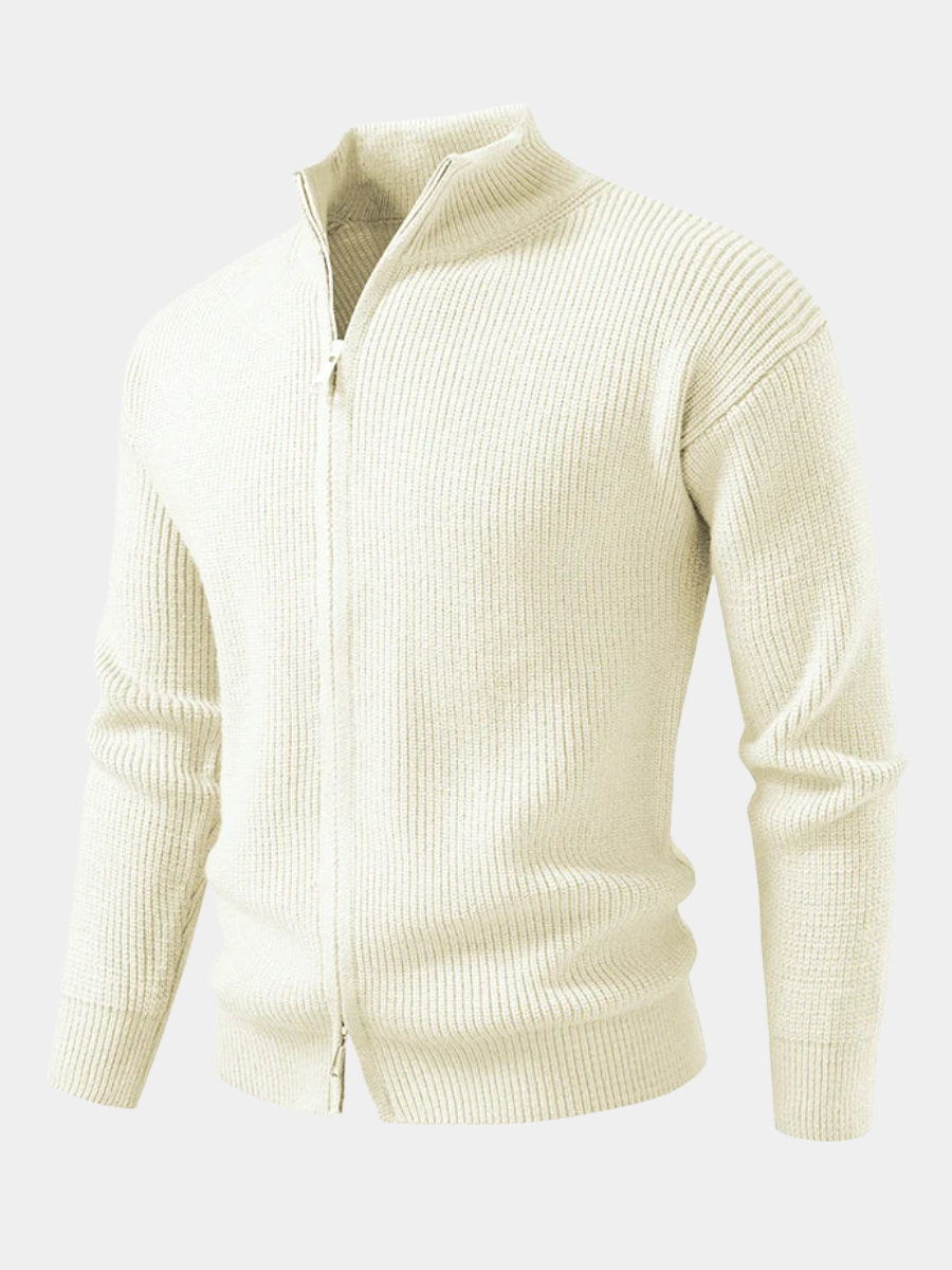 Men's Textured Zip Cardigan Relaxed Fit Long Sleeve Casual Layering