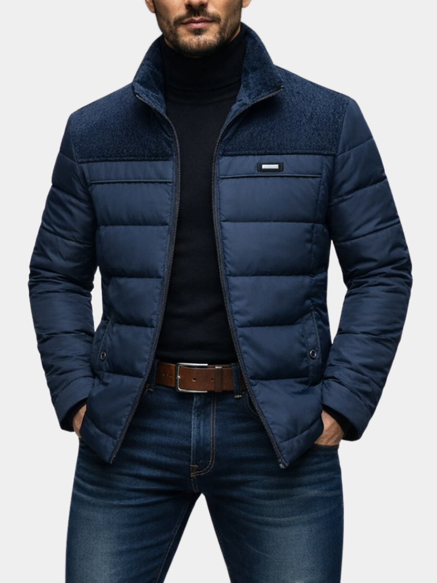 Men's Quilted Jacket Relaxed Fit Long Sleeve Zip Closure Casual Outdoor