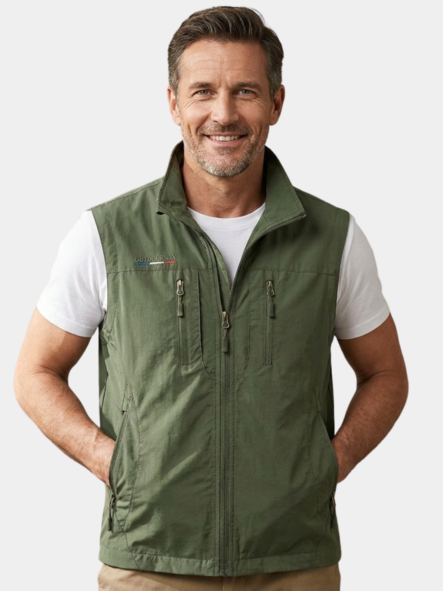 Men's Utility Vest Multi-Pocket Outdoor Adjustable Functional
