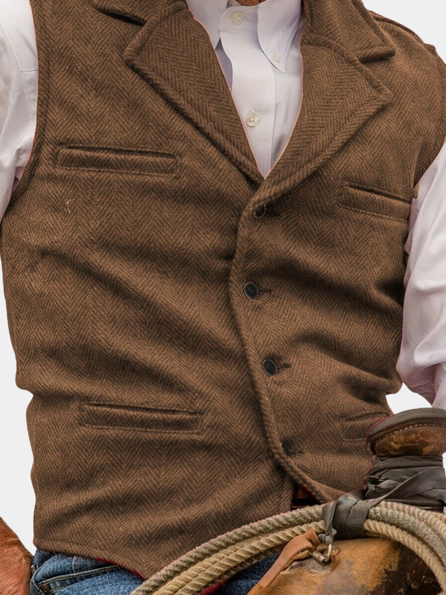 Men's Vintage Wool Blend Vest Classic Fit Sleeveless Button Closure Casual Wear