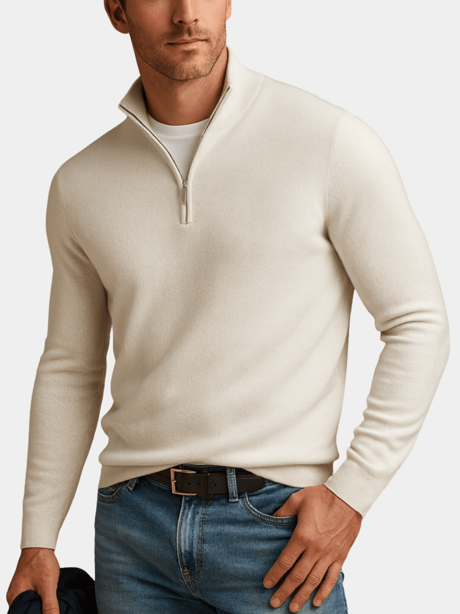 Men's Half-Zip Sweater Casual Fit Long Sleeve Pullover Versatile Layering