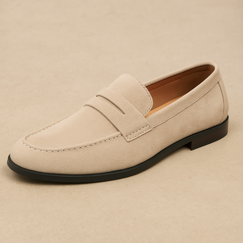 Men's Suede Loafers Slip-On Round Toe Moccasin Classic Smart-Casual Office Formal Casual Everyday Leather Look