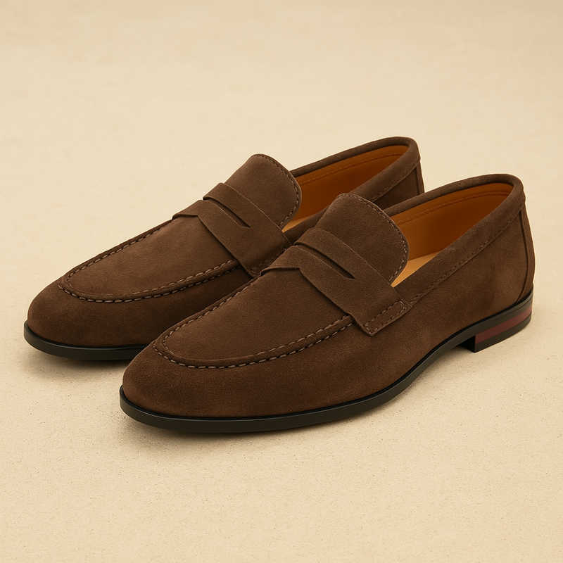 Men's Suede Loafers Slip-On Round Toe Moccasin Classic Smart-Casual Office Formal Casual Everyday Leather Look