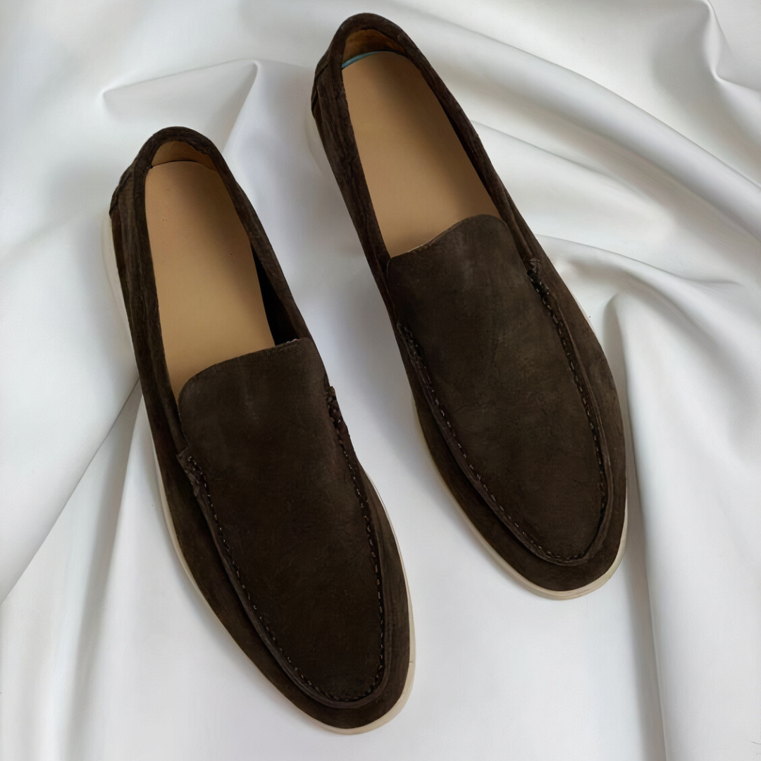 Men's Casual Loafers Slip-On Round Toe Contrast Sole Smart-Casual Everyday Office Walking Leather Look Versatile