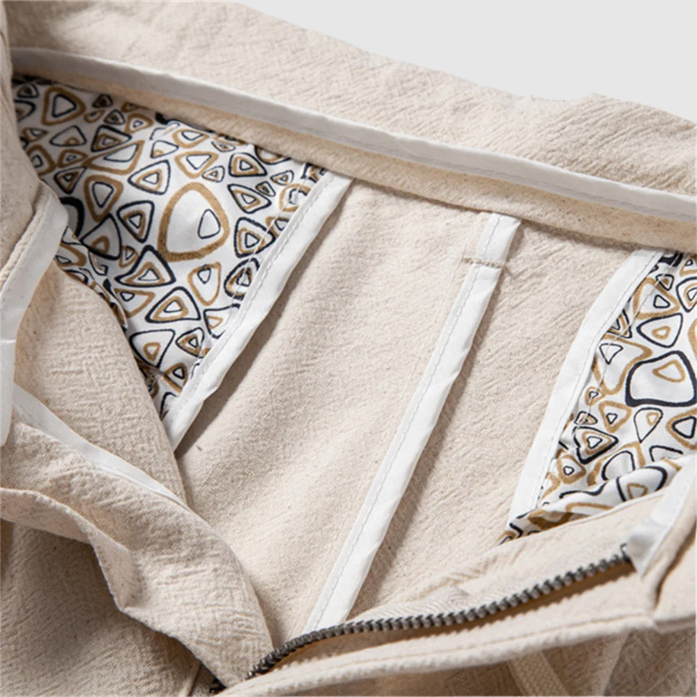 Men's Leg Linen Drawstring Trousers