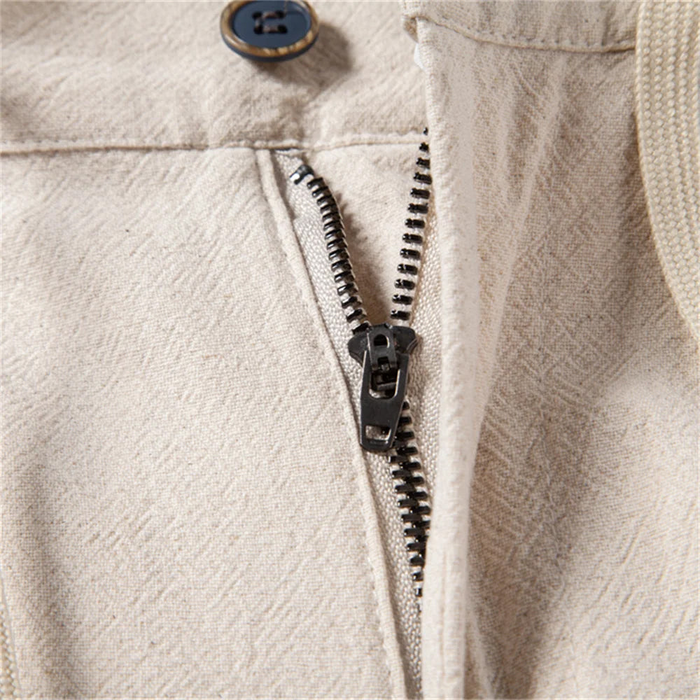 Men's Leg Linen Drawstring Trousers