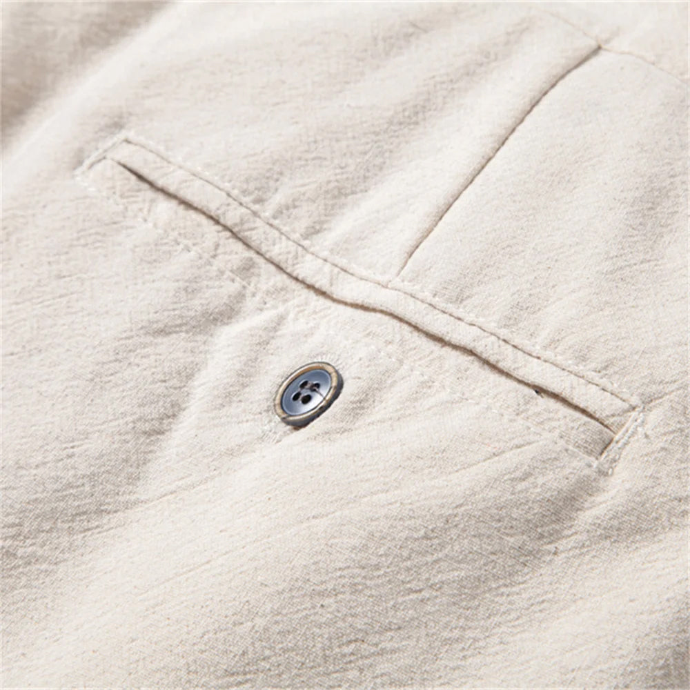 Men's Leg Linen Drawstring Trousers