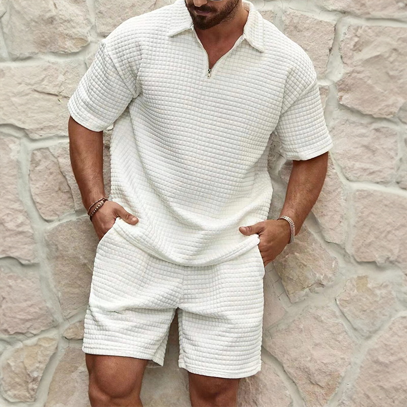 Men’s Zip Polo & Shorts Set