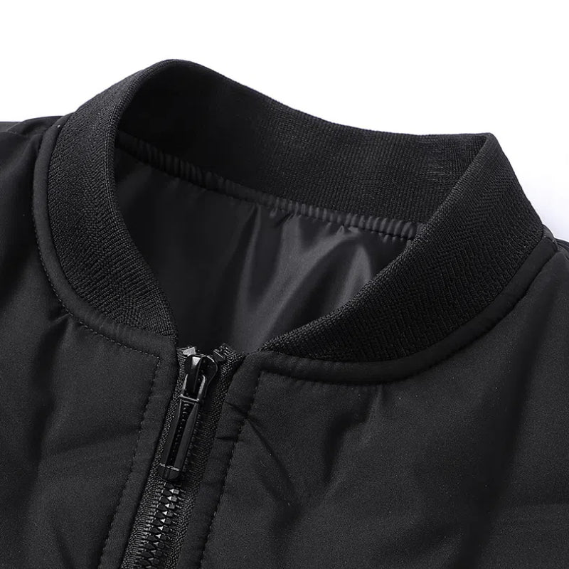 Men's Casual Bomber Jacket Zip Closure Ribbed Cuffs Everyday Layering