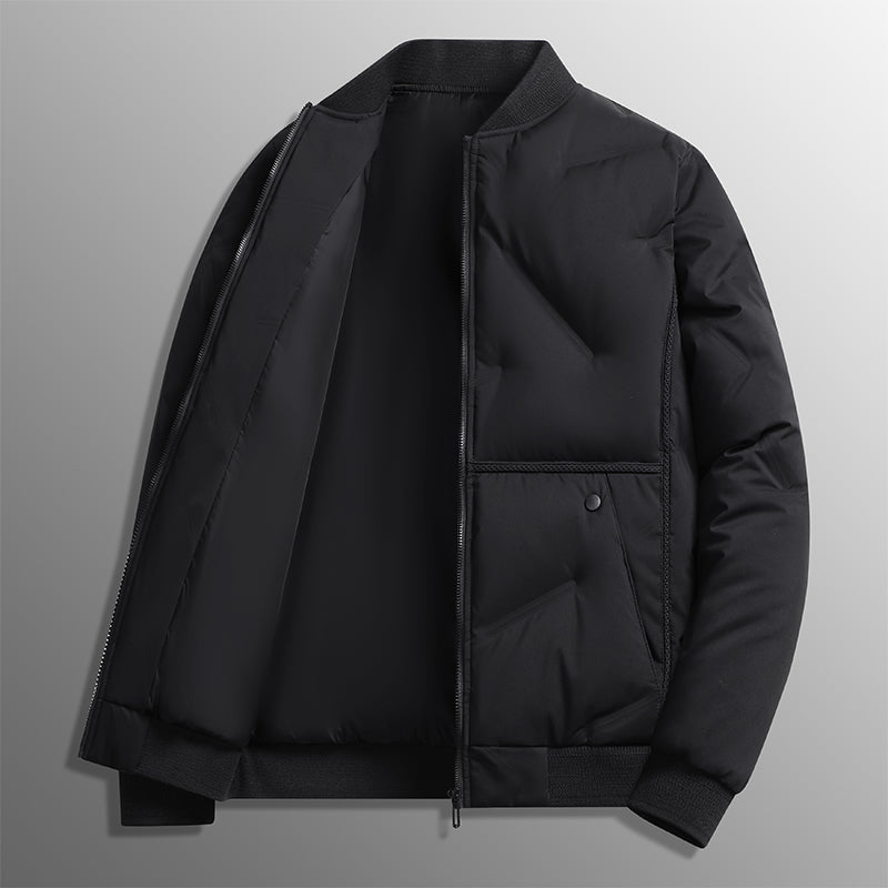 Men's Casual Bomber Jacket Zip Closure Ribbed Cuffs Everyday Layering