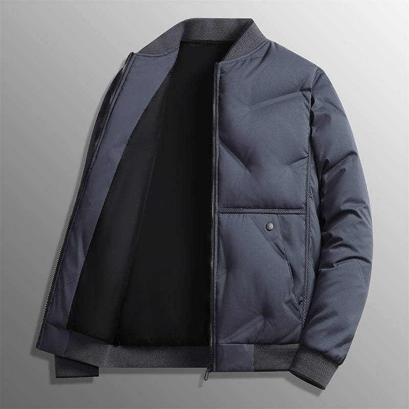 Men's Casual Bomber Jacket Zip Closure Ribbed Cuffs Everyday Layering