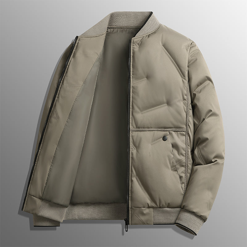 Men's Casual Bomber Jacket Zip Closure Ribbed Cuffs Everyday Layering