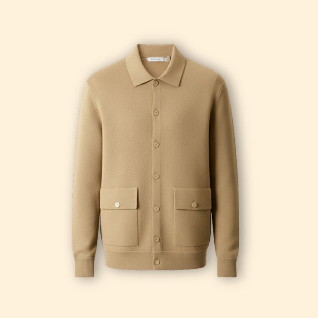 Men Knit Jacket with Button Front