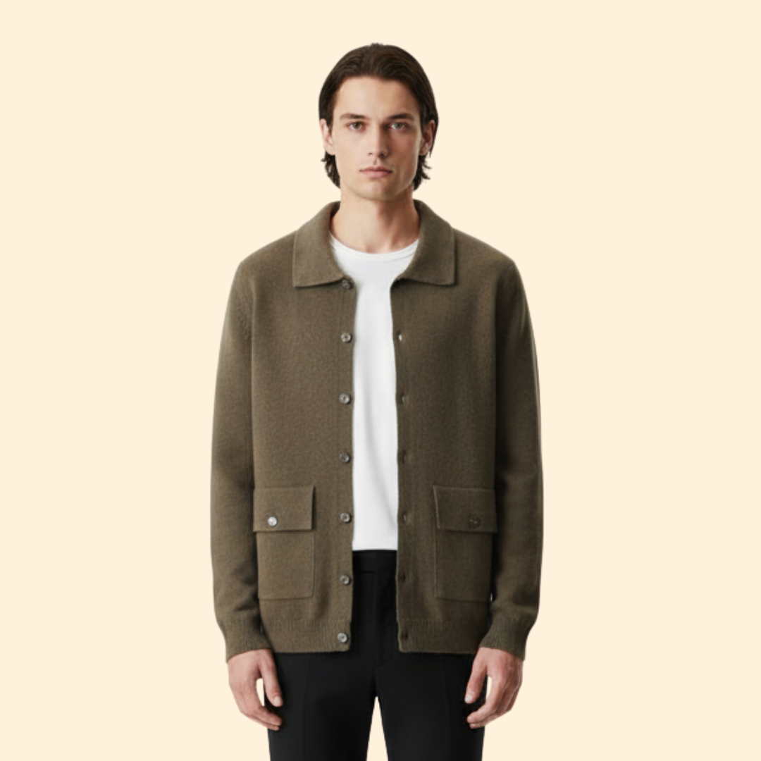 Men Knit Jacket with Button Front