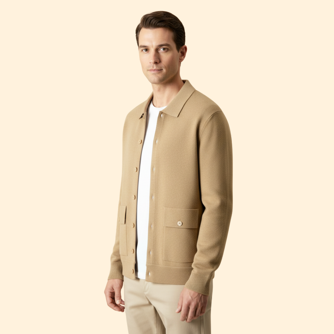 Men Knit Jacket with Button Front