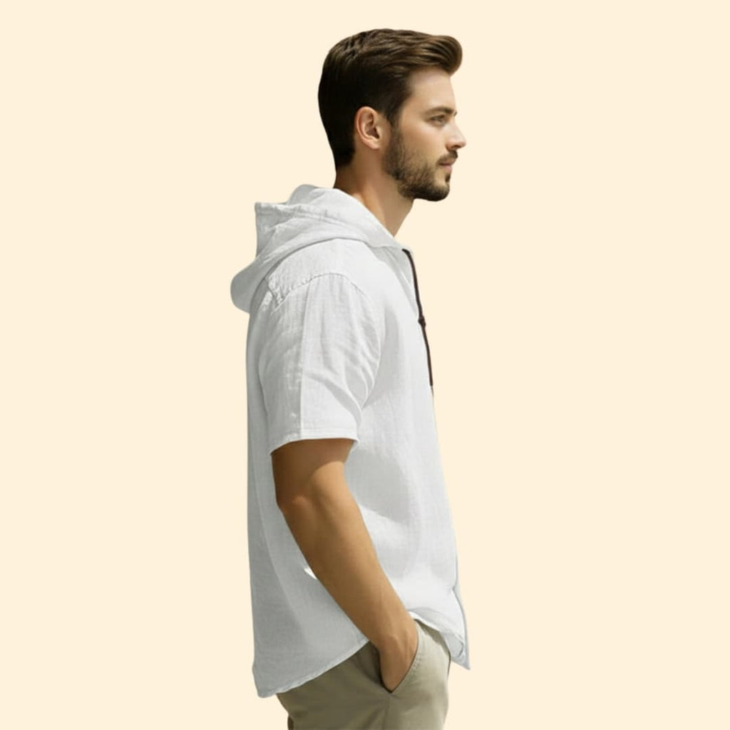 Men's Hooded Button-Up Shirt