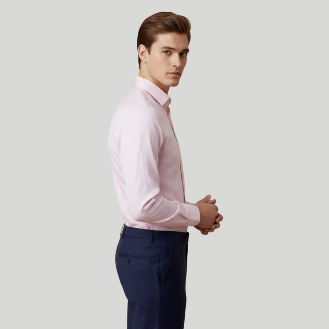 Men's Long Sleeve Shirt with Collar and Button Placket